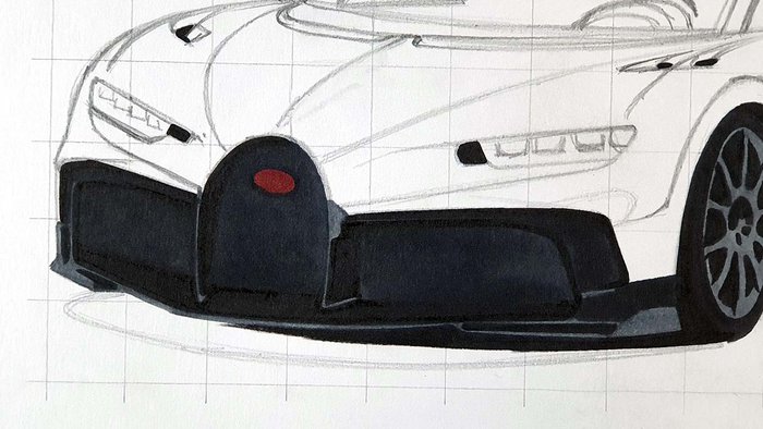 How to Draw a Simple Bugatti | Bugatti Chiron Pur Sport Drawing Tutorial